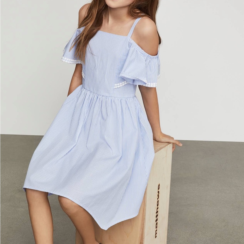 Bcbg Girls Off-The-Shoulder Cotton Sundress, Chambray size 7